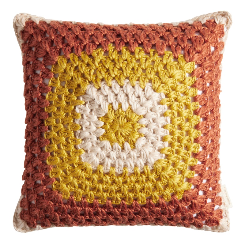 Multicolor Concentric Square Crocheted Throw Pillow