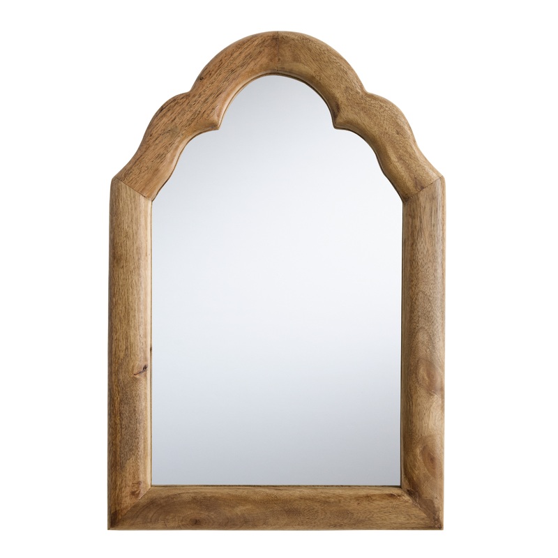 Natural Mango Wood Arched Wall Mirror