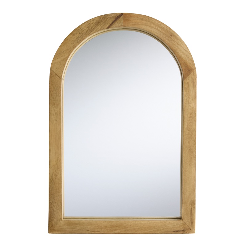 Natural Mango Wood Dome Wall Mirror