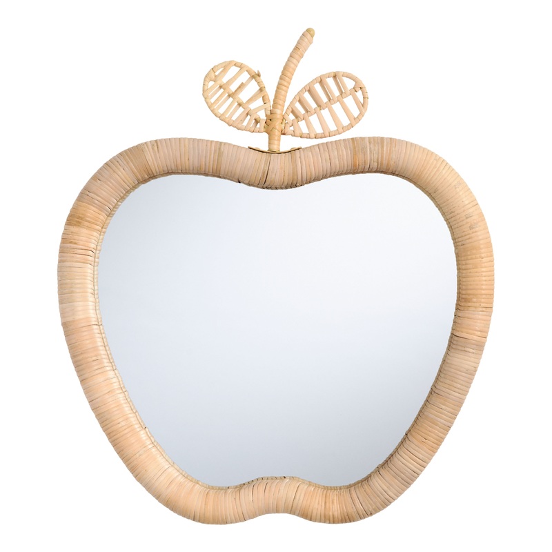 Natural Rattan Woven Apple Shaped Mirror