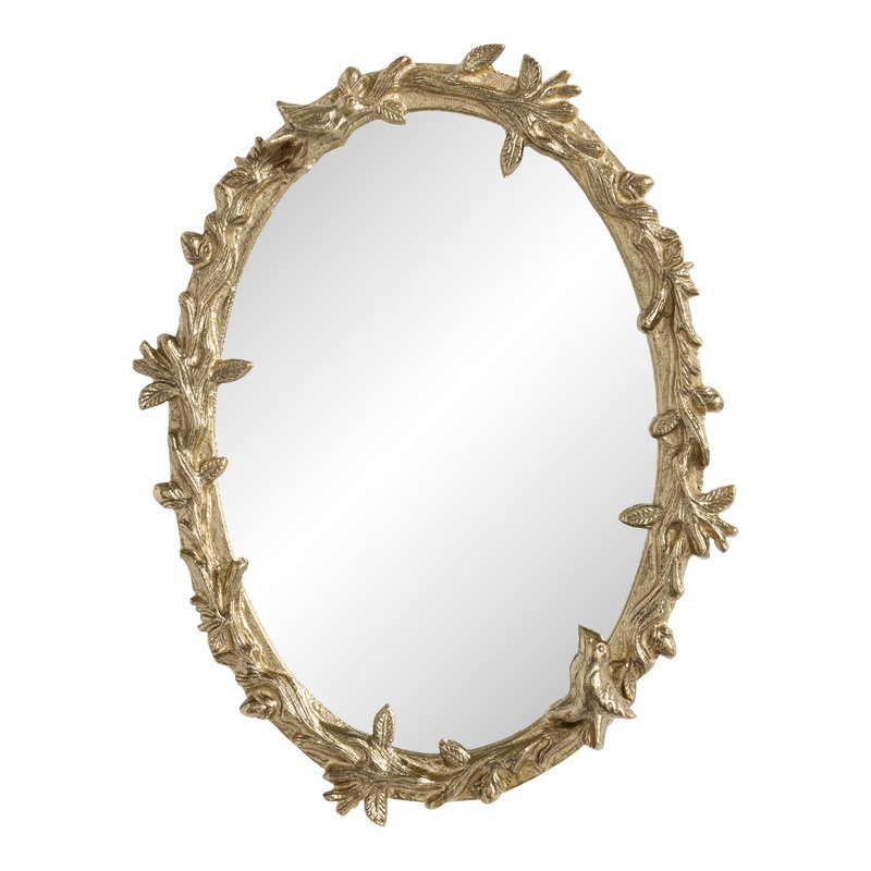Oval Antique Gold Vintage Botanical Mirror