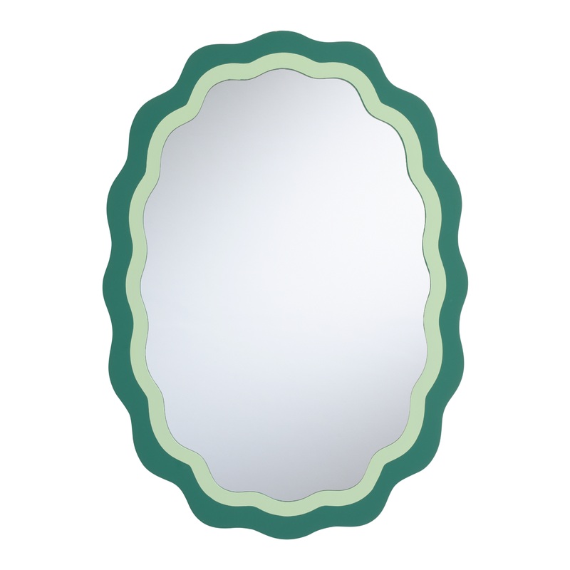 Oval Mint Green and Teal Scalloped Wall Mirror