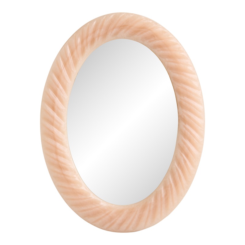 Oval Pale Pink Resin Braided Mini Wall Mirror