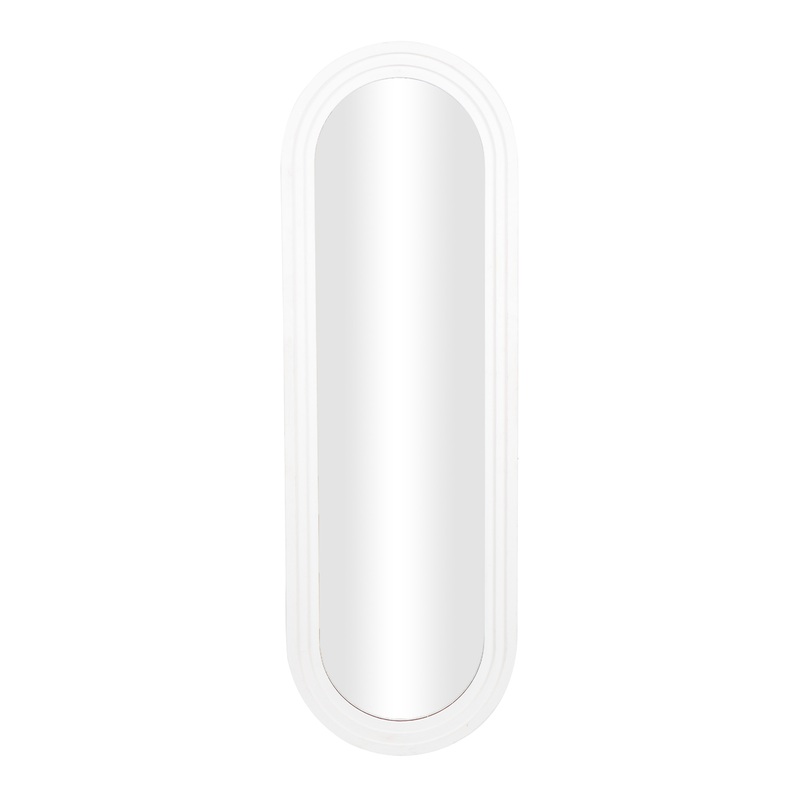 Oval White Wood Full Length Mirror