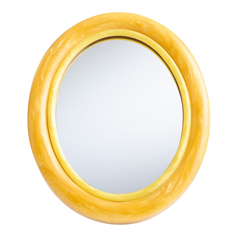 Oval Yellow Retro Mini Wall Mirror