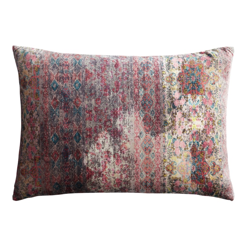 Oversized Distressed Persian Rug Print Lumbar Pillow