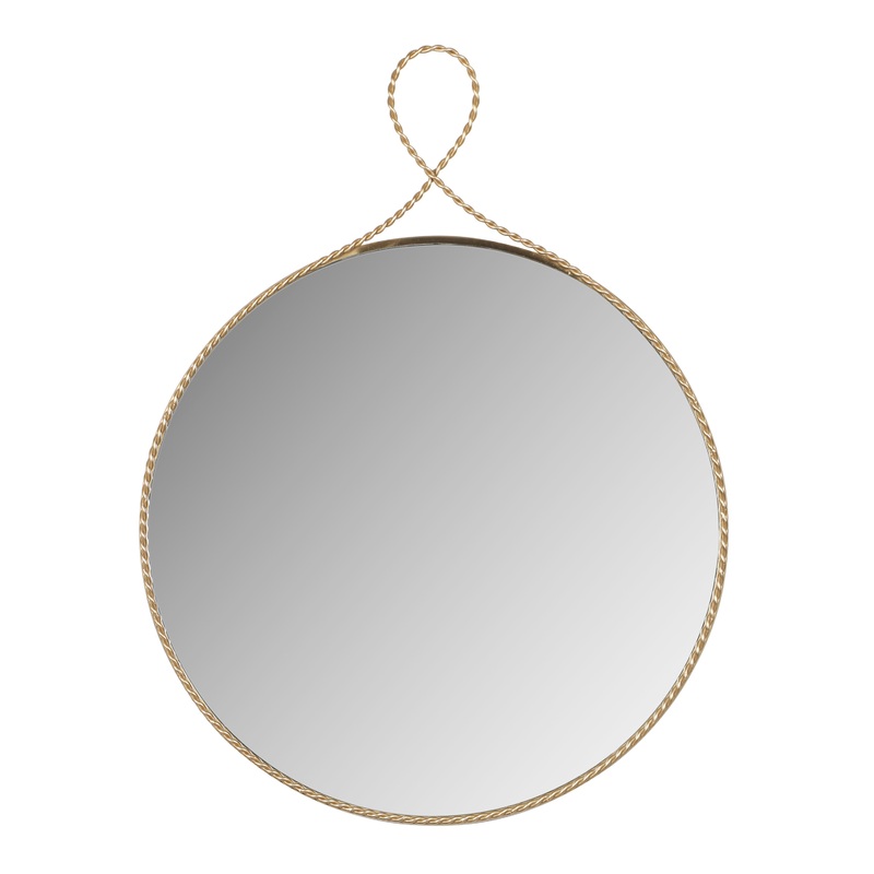 Ravina Round Gold Metal Braided Wall Mirror