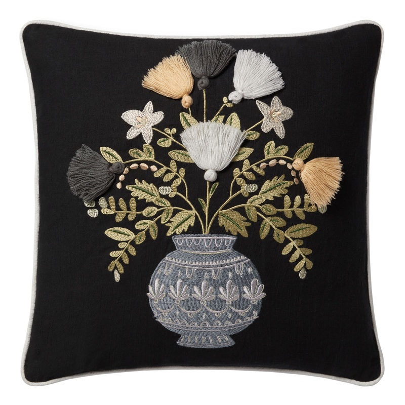 Rifle Paper Co. Black Flower Pot Throw Pillow