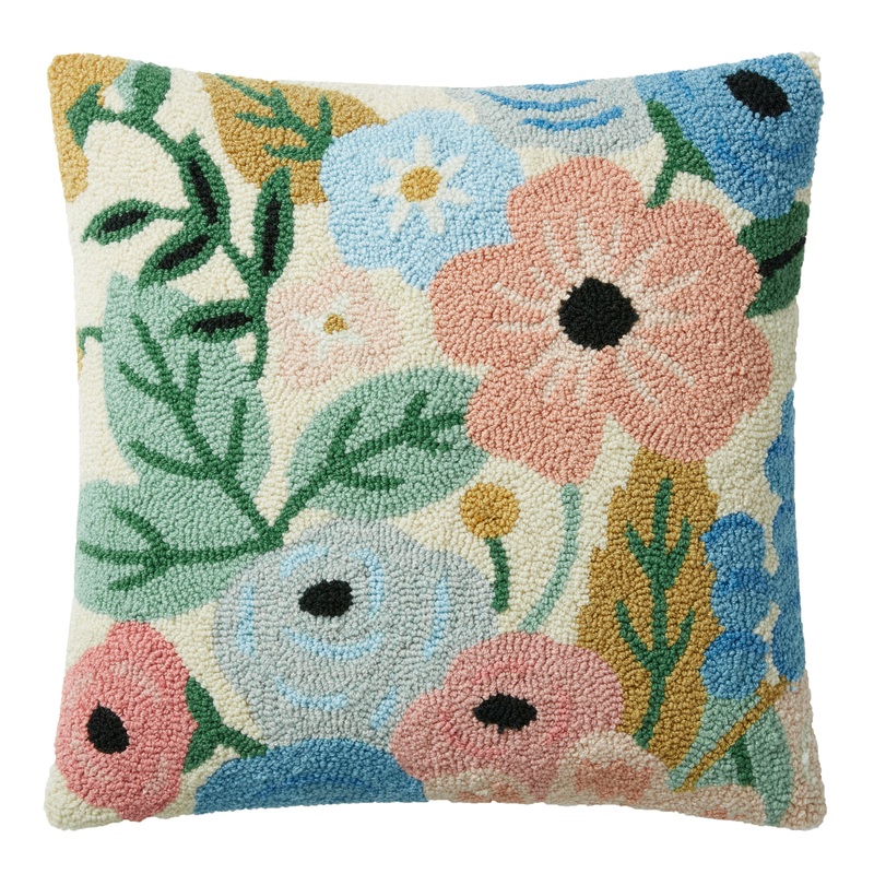 Rifle Paper Co. Cream Hooked Florals Throw Pillow