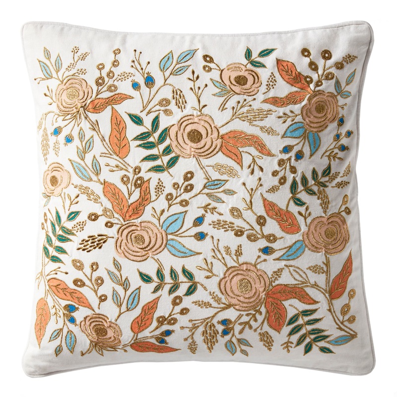 Rifle Paper Co. Ivory With Blush Roses Throw Pillow