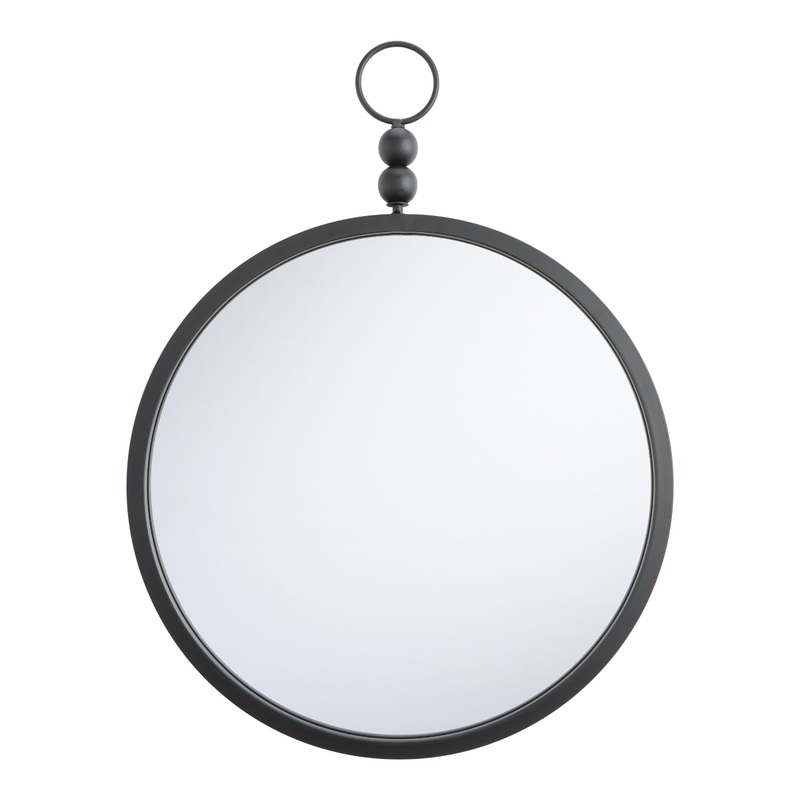 Round Black Metal Modern Wall Mirror