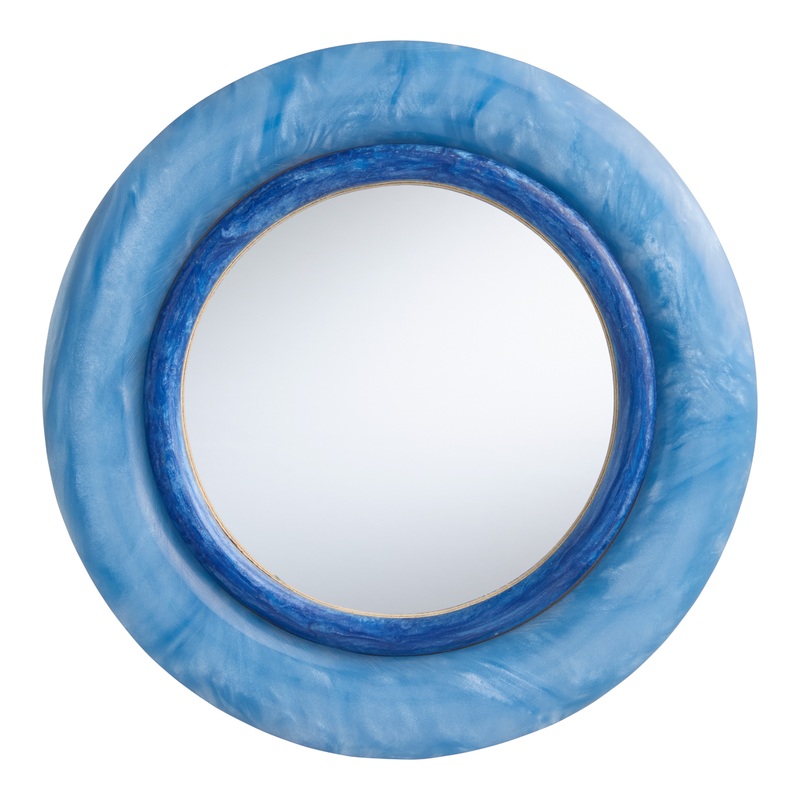 Round Blue Resin Mini Wall Mirror