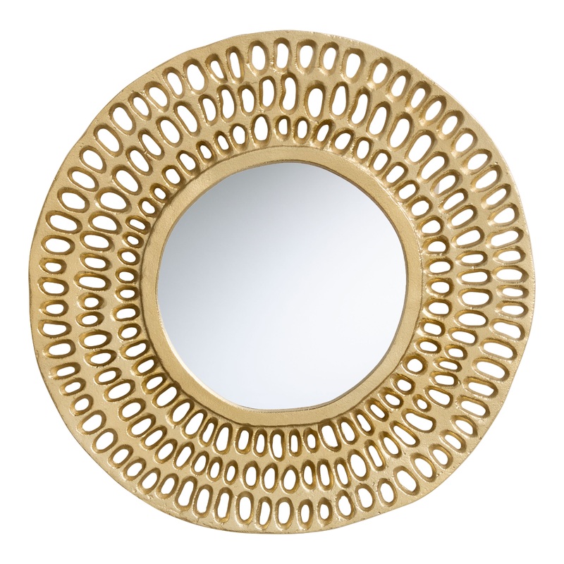 Round Gold Metal Cutout Wall Mirror