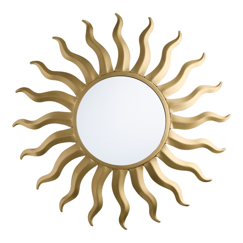 Round Gold Metal Sun Wall Mirror