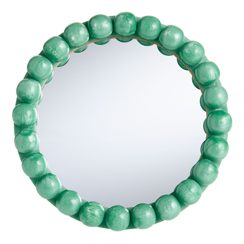 Round Jade Green Bead Retro Mini Wall Mirror