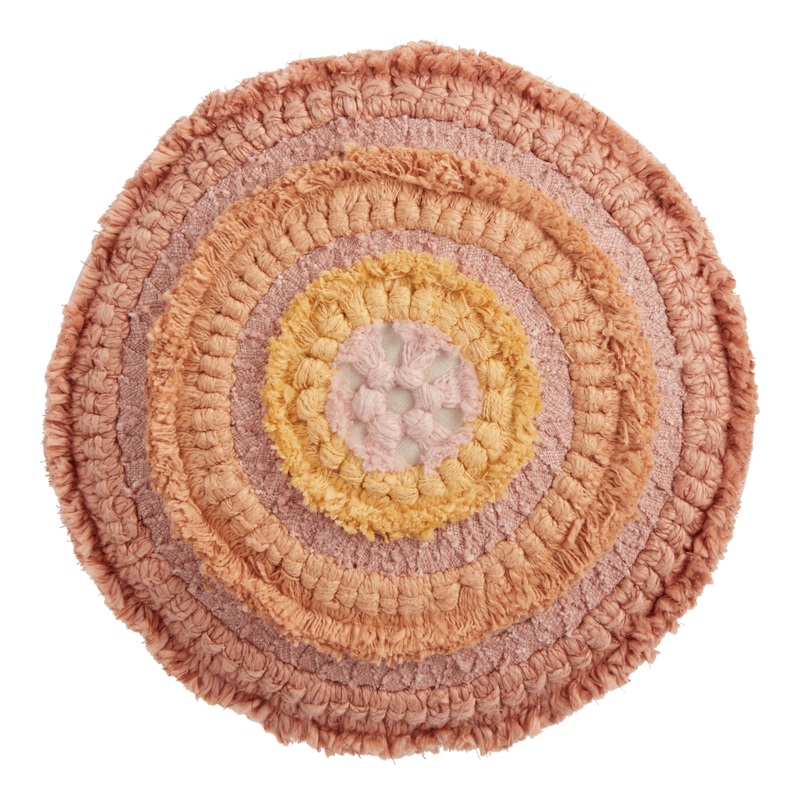 Round Yellow And Orange Concentric Throw Pillow