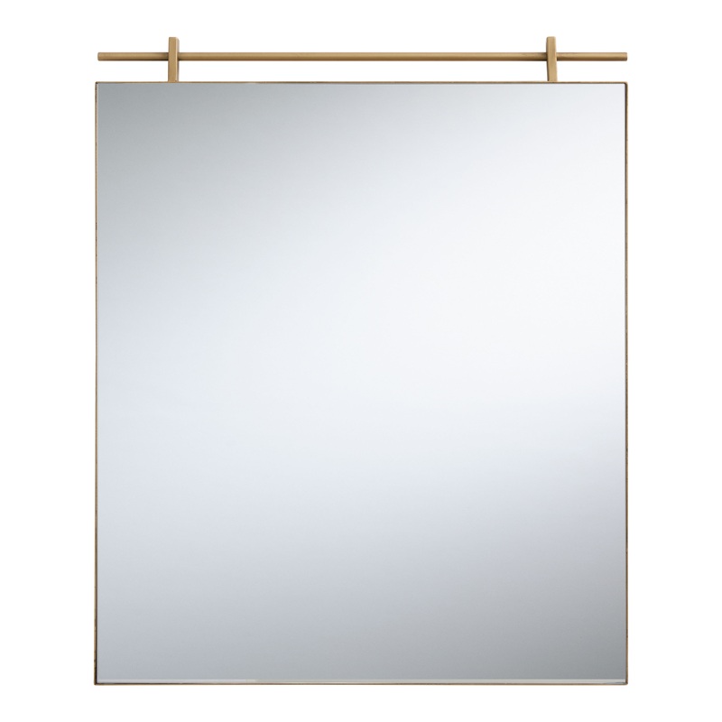 Square Gold Metal Crossbar Wall Mirror