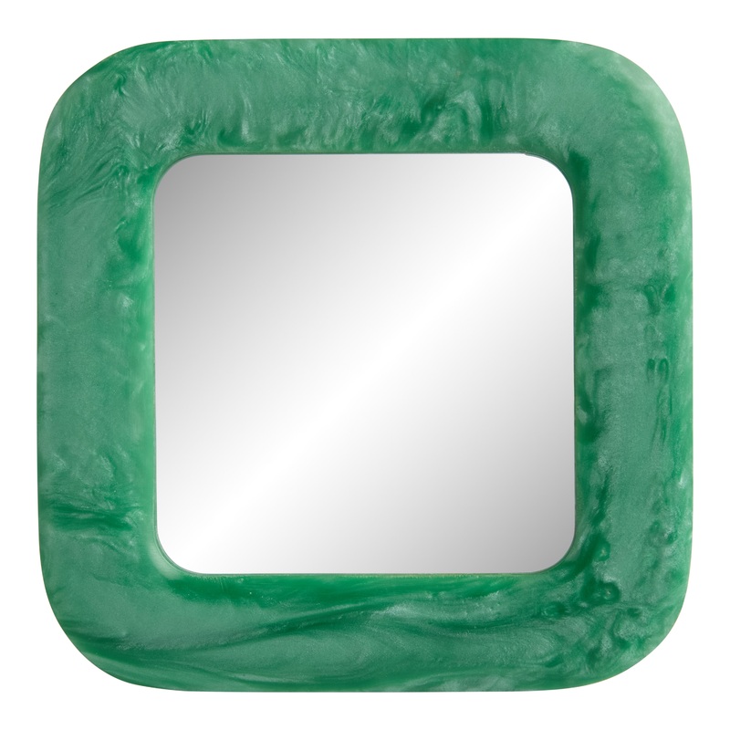 Square Jade Green Resin Mini Wall Mirror