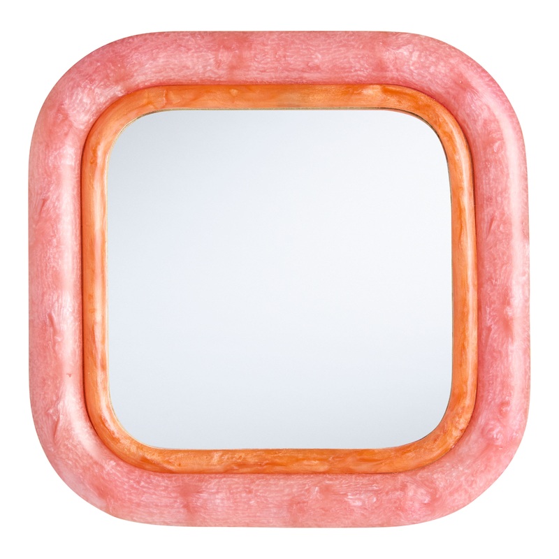 Square Pink Retro Mini Wall Mirror