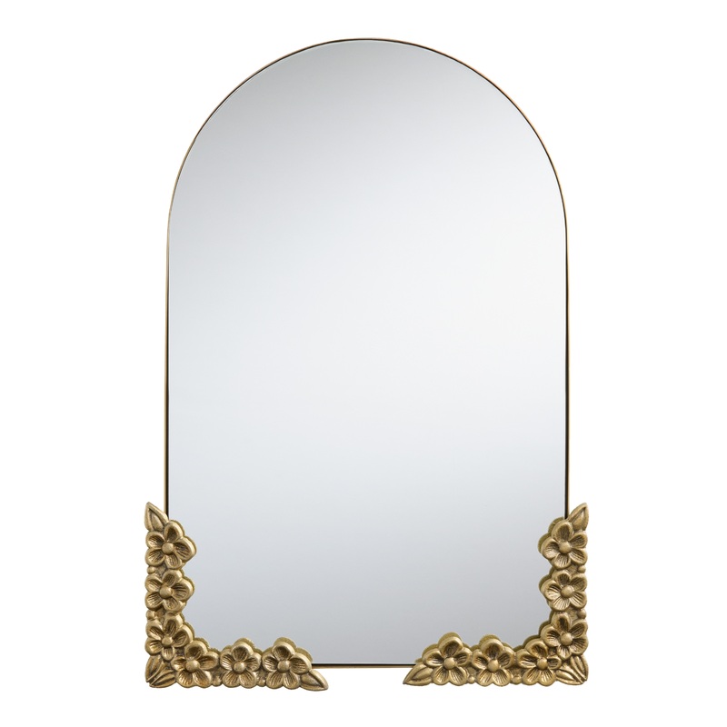 Vintage Arched Metal Daisy Wall Mirror