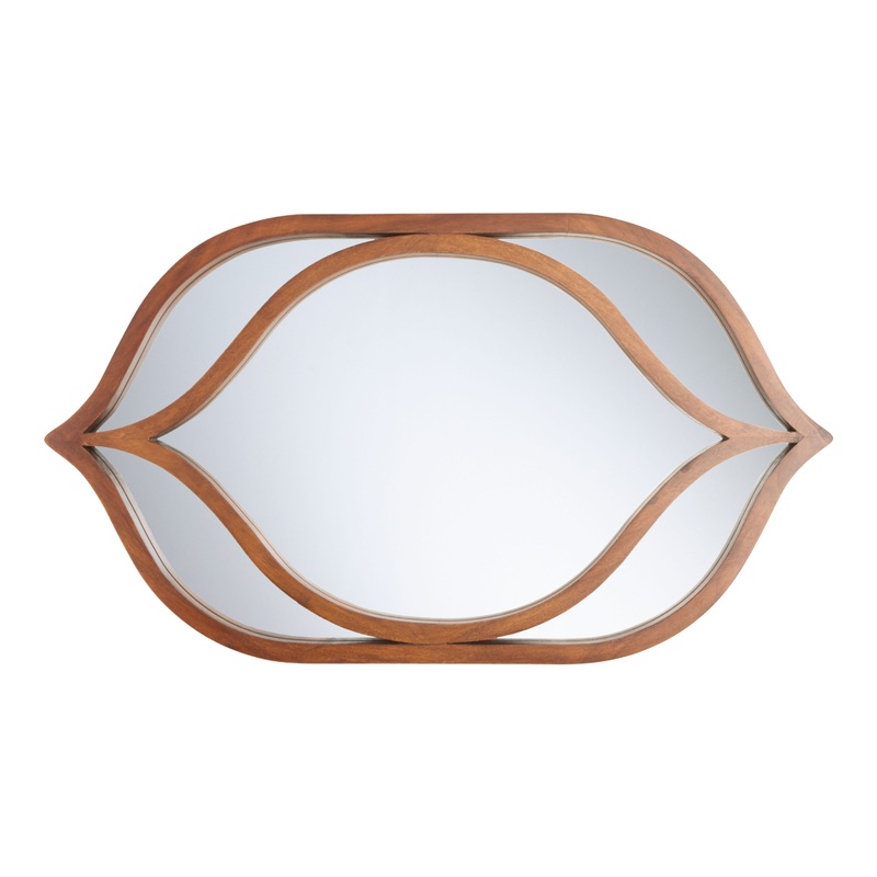 Walnut Wood Abstract Evil Eye Wall Mirror