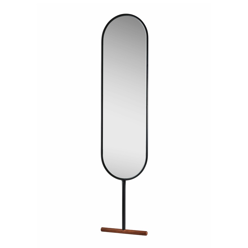 Wilson Oval Black Leaning Mirror