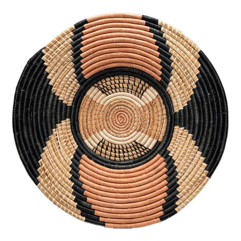 All Across Africa Gray and Coral Woven Disc Wall Decor