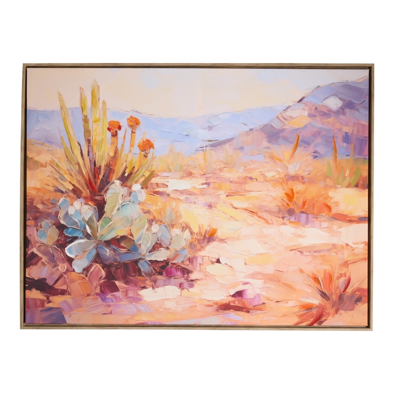 Desert Cactus Landscape Framed Canvas Wall Art