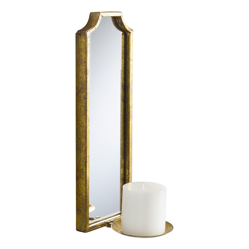 Emma Rectangular Antique Gold Mirrored Wall Sconce
