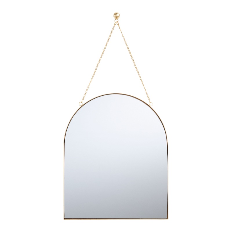 Gold Arch Hanging Wall Mirror With Chain