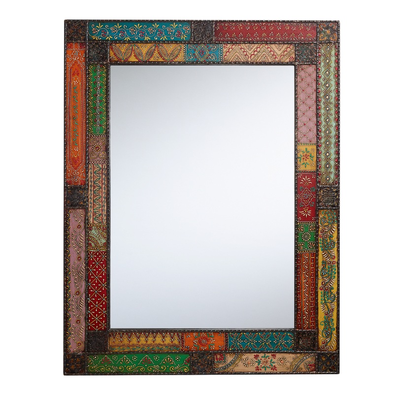 Kavana Hand Painted Metal Patchwork Wall Mirror