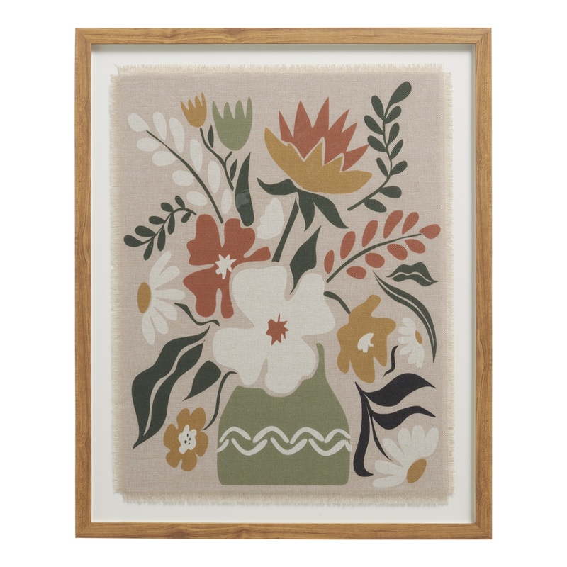 Linen Floral Vase Floating Framed Wall Art