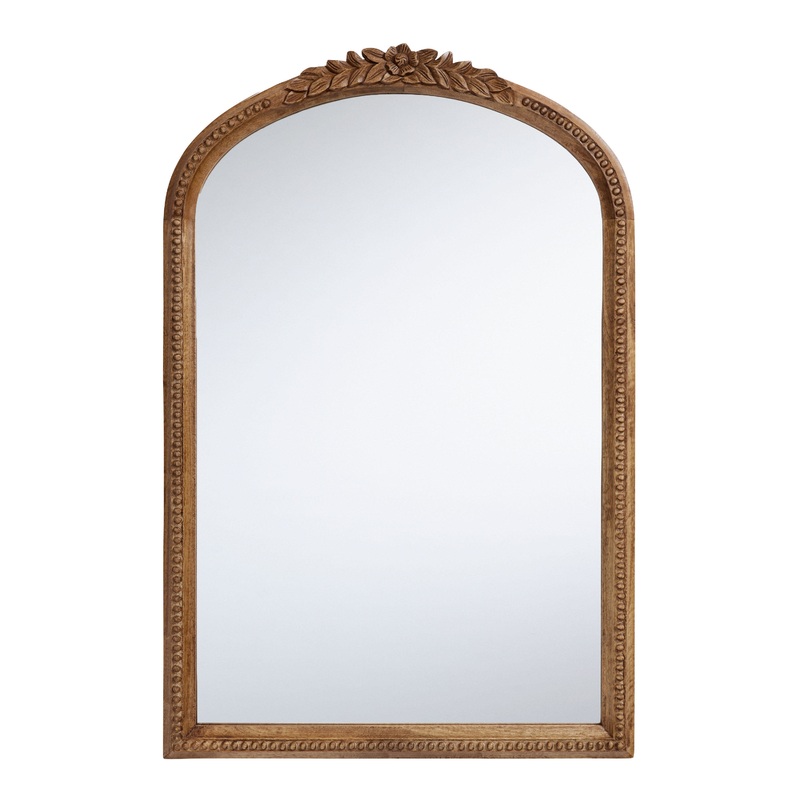 Mango Wood Carved Floral Vanity Mirror