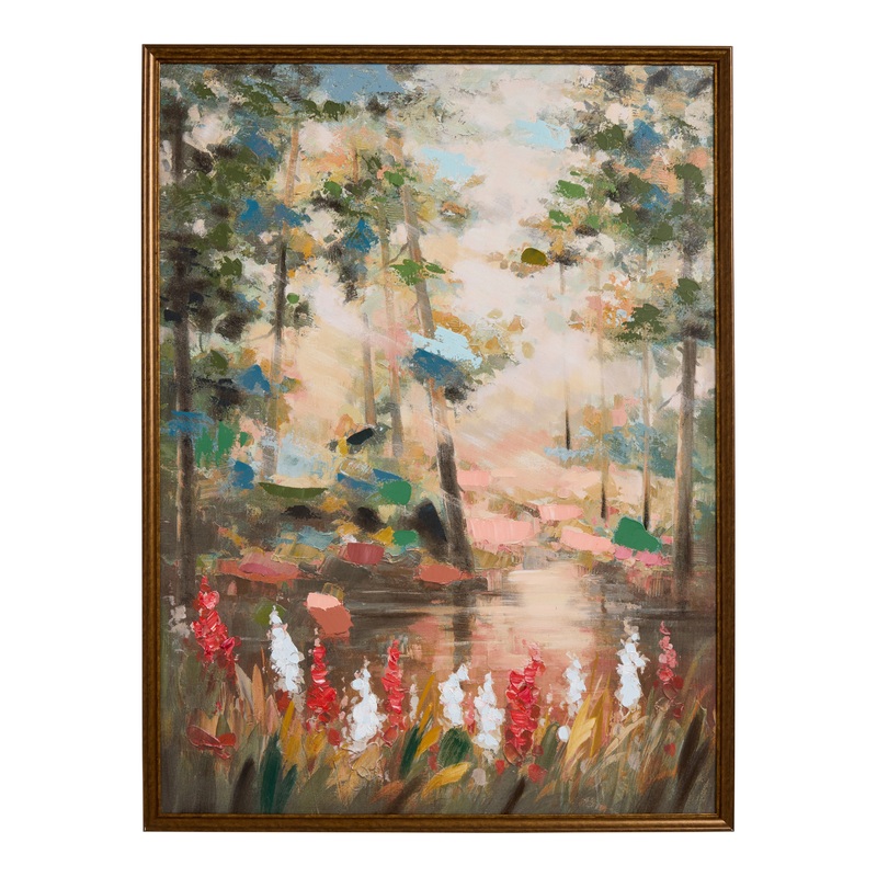 Meadow Flowers Landscape Framed Canvas Wall Art