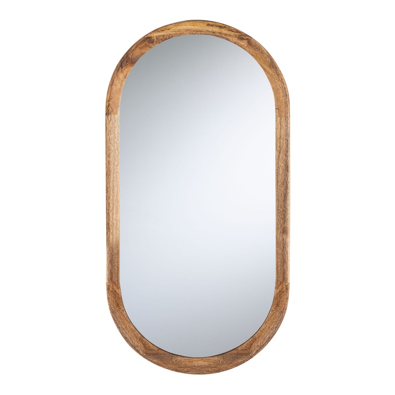 Oblong Natural Wood Wall Mirror