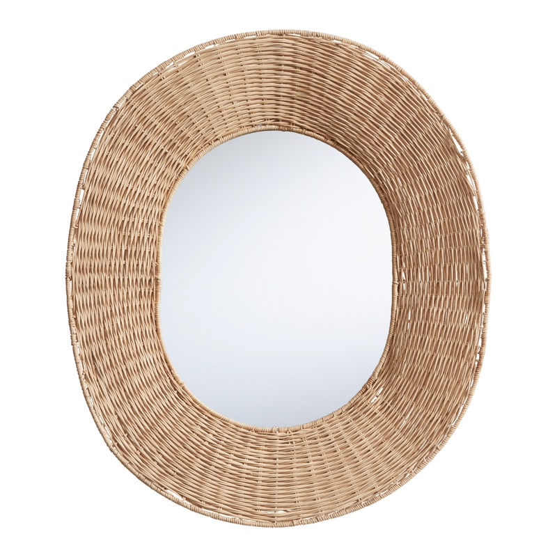Oval Natural Rattan Woven Wall Mirror