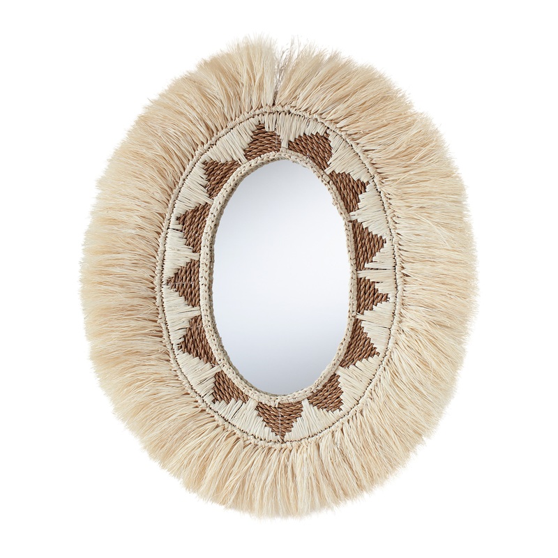 Oval Sisal Fringe Wall Mirror