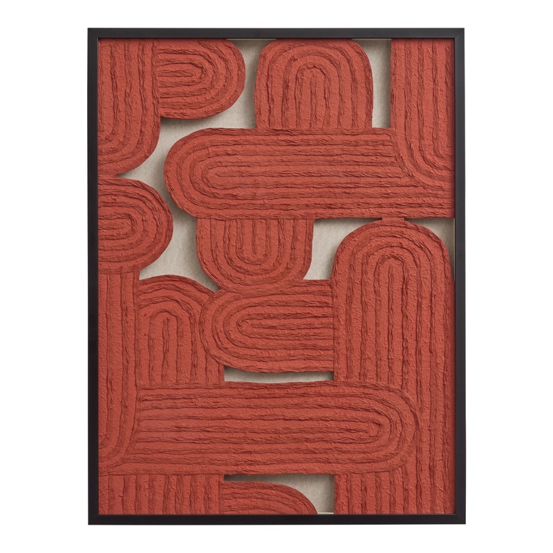 Red Rice Paper Layered Arches Shadow Box Wall Art