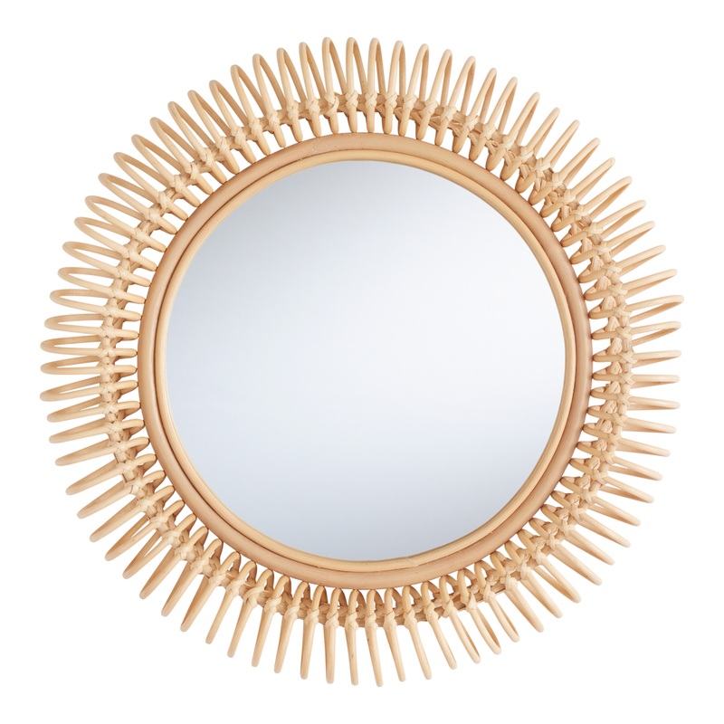 Round Coiled Rattan Wall Mirror