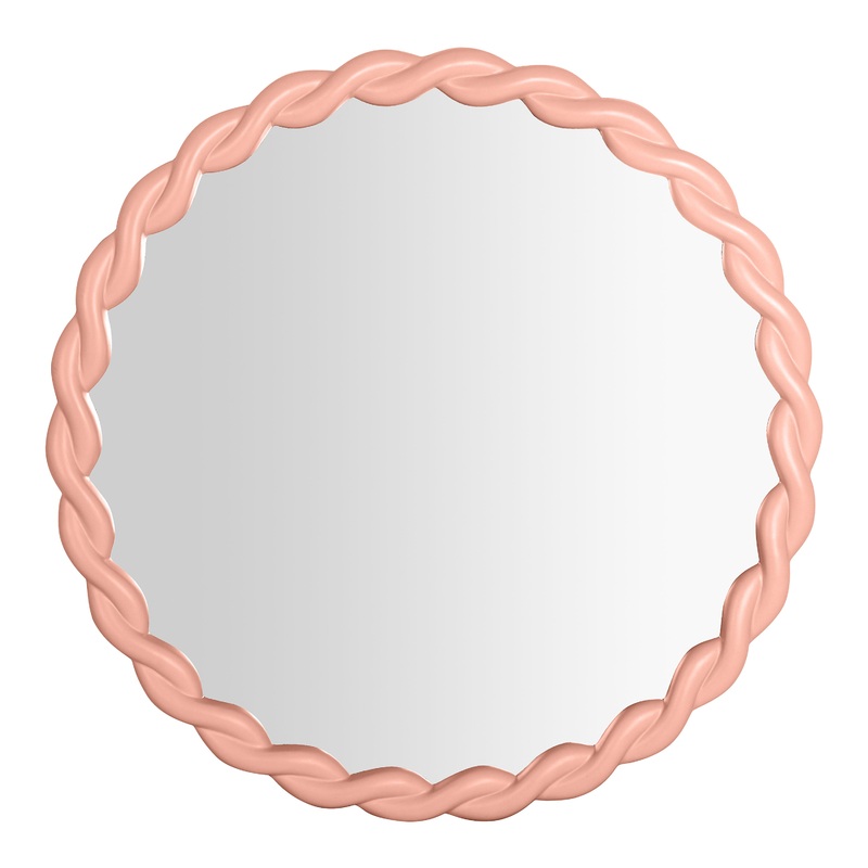Round Mauve Pink Rope Wall Mirror