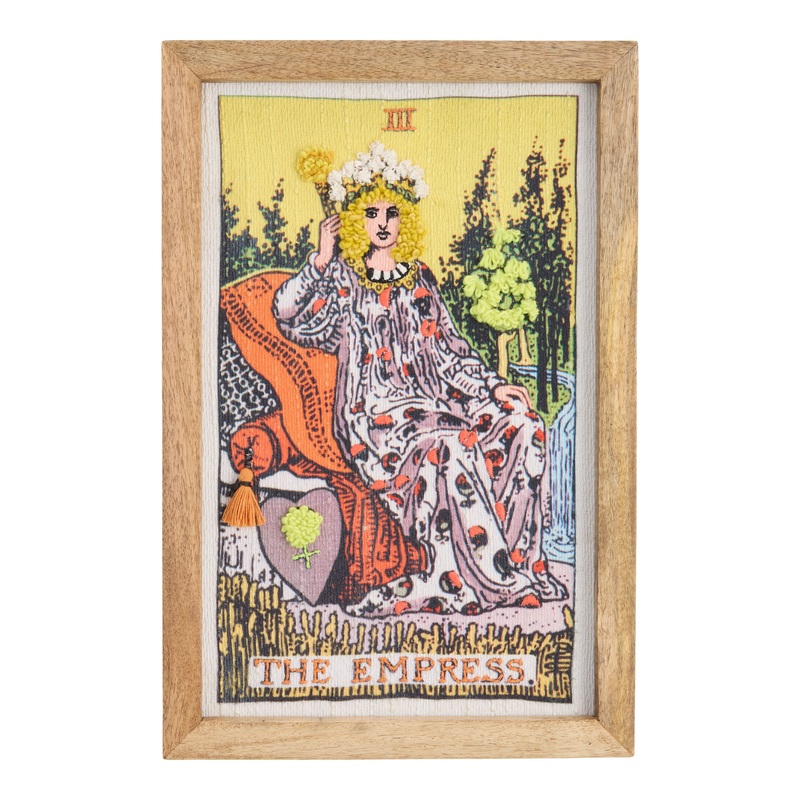 Tarot Empress Embroidered Cotton Framed Wall Art