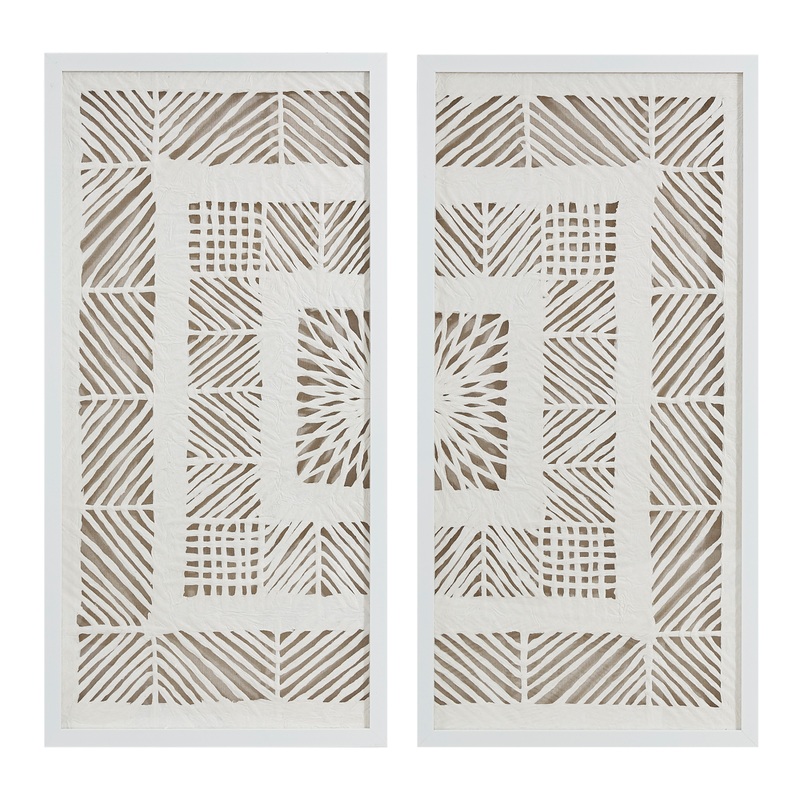 Teresa White Rice Paper Geo Shadowbox Wall Art 2 Piece
