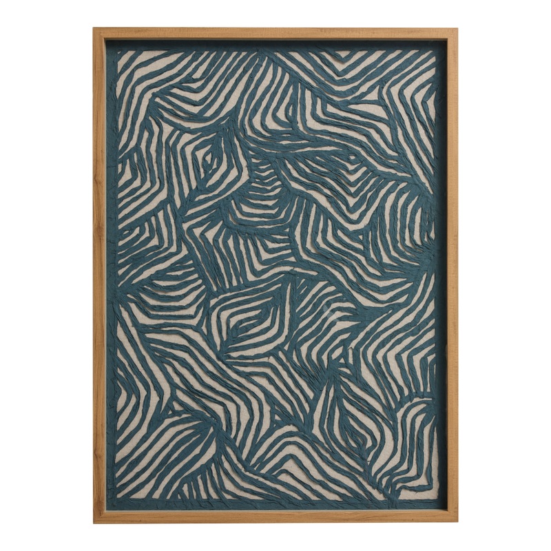 Turquoise and Ivory Rice Paper Waves Shadow Box Wall Art
