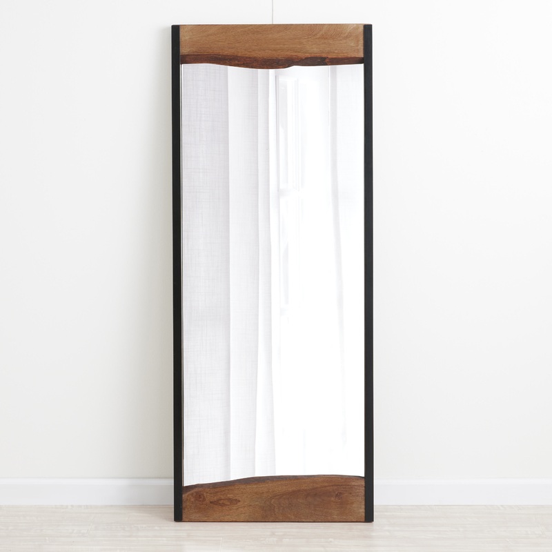 Walnut Brown Live Edge Leaning Full Length Mirror