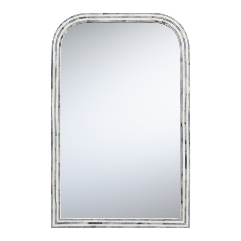 White And Blue Bone Arched Wall Mirror