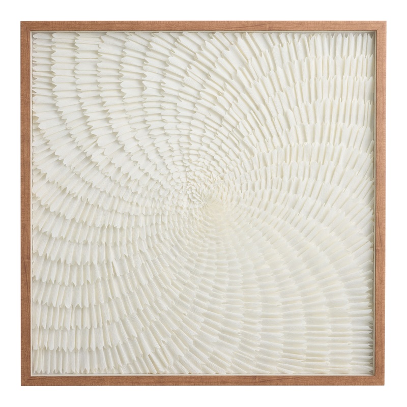 White Italian Crepe Paper Shadow Box Wall Art