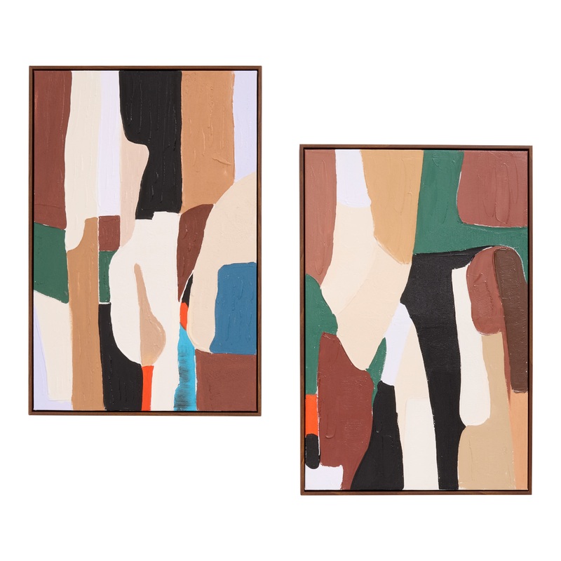 Abstract Color Fields Framed Canvas Wall Art 2 Piece