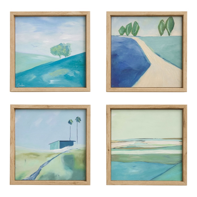 Blue Hillside Landscapes by Janet Bludau Wall Art 4 Piece