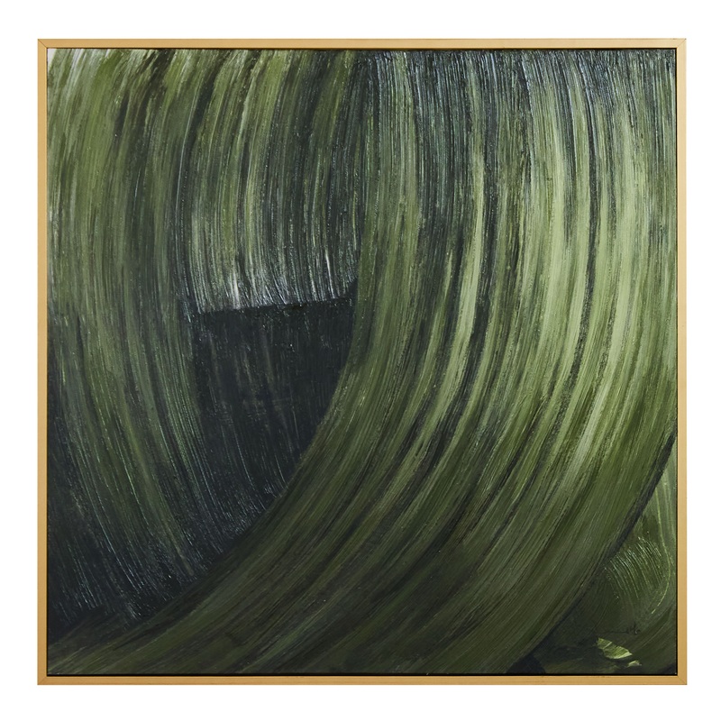 Emerald Move Abstract Framed Canvas Wall Art