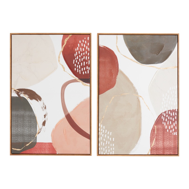 Geometric Abstract Framed Canvas Wall Art 2 Piece